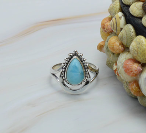 Half Moon Design Larimar <b>Ring</b> 925 Sterling Silver Handmade <b>Ring</b> Handmade Ocean Inspired Jewelry <b>Statement</b> <b>Ring</b> - Product Image 2