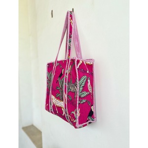 For Cotton Tote Bag Jungle Print Embroidery Bohemian Style Zipper Closure Open Top for Shopping Travel Daily Use All Seasons - Product Image 3