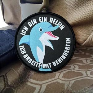 Parche Termoadhesivo de Tela Tejida Ecológica Ich BinEin Delfin con Diseño de Delfín Bordado, Forma Rectangular, Regalo para Personas con Discapacidad - Product Image 6