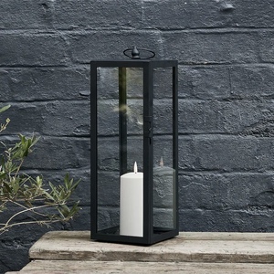 Vente en gros de lanternes porte-bougies en métal noir, style élégant, pour la décoration des sols à la maison et en extérieur - Product Image 4
