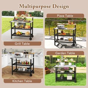 Carrello da Cucina con Ruote, Tavolo Pieghevole e Ganci - Product Image 6