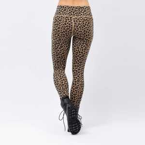 Legging de yoga vert uni mi-taille en Spandex/Polyester, séchage rapide, respirant, effet ventre plat et anti-transpiration - Product Image 4