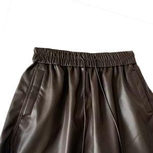 Shorts de Cuero Genuino de Cintura Alta para Mujer, Pantalones Cortos Ajustados y Sensuales de Color Marrón, Logotipo Personalizado, Venta al por Mayor, Ropa Urbana para Fiestas y Clubes - Product Image 6