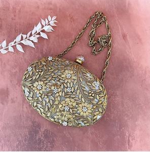 Metal MOP evening Clutch <b>Bag</b> Stone Work Embellishment Ladies Party Ware <b>Bag</b> by LUXURY CRAFTS - Product Image 3