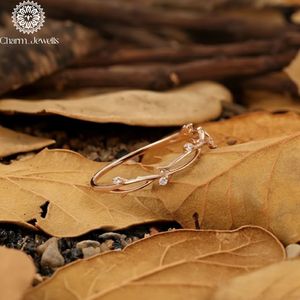 Charm_Jewells Rose Gold Moissanite <b>Ring</b> Plant Design Prong Setting Classic Romantic Women's Engagement IGI Certified - Product Image 4