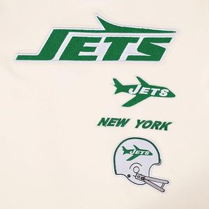 T-shirt crème des Jets de New York avec logo brodé et motif de casque, vêtements de sport à manches courtes - Product Image 6