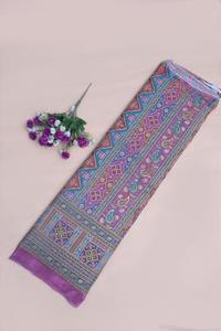 ผ้าเครปสีชมพูลาเวนเดอร์ลายพิมพ์เรขาคณิตสไตล์ชาติพันธุ์พร้อมลายเพสลีย์ที่ขอบผ้าสำหรับทำชุดคุर्ติ - Product Image 5