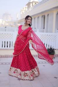 Nuevo Diseño de Lehenga Choli de Tela de Seda para Boda, con Bordado Pesado y Lentejuelas, para Mujer - Product Image 4