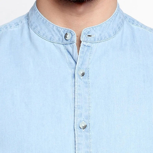 Camisas de Mezclilla para Hombre, Construcción con Costuras Resistentes, Proveedor de Camisas de Mezclilla Personalizadas para Hombre, Fábrica de Camisas de Mezclilla con Etiqueta Tejida para Hombre - Product Image 6