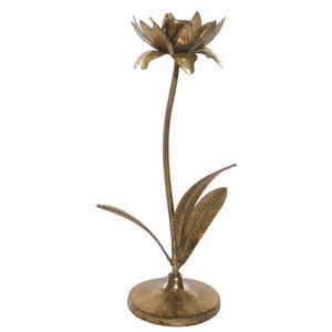 Gold Lotus Metal Candle Holder <b>Tall</b> Stem Floral Taper Candlestick Antique Brass Votive Stand Luxury Wedding Home <b>Table</b> Decor - Product Image 1
