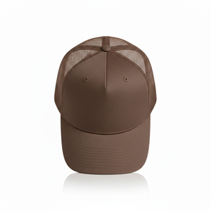 หมวกแก๊ปทรงทรัคเกอร์สีน้ำตาล ปักโลโก้ได้ตามต้องการ 5 แผง ตาข่ายด้านหลัง ปรับขนาดได้ ขายส่ง คุณภาพสูง หมวกเบสบอลสีน้ำตาลช็อกโกแลตสำหรับผู้ชาย - Product Image 2