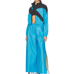 Conjunto Deportivo de 2 Piezas para Mujer, Pantalones Largos con Abertura Lateral, Corte Holgado, Transpirable, Impermeable, con Spandex, para Invierno - Product Image 1