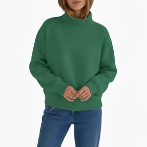 Sweat-shirt à capuche oversize réversible en coton 100% de haute qualité, personnalisé OEM, pour femmes, automne-hiver, col montant - Product Image 1