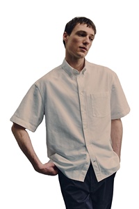 Alta calidad Loose Fit Transpirable Top Trending Enorme Ready Stock de 100% Oxford Cotton Men's Plain Half Sleeve Collar Shirts - Product Image 4