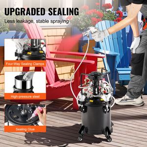 Spruzzatore di Vernice Automatico a Pressione Fai-da-Te da 10L/2,5 Galloni con Pressione Regolabile a 70psi e Funzione di Agitazione - Product Image 6