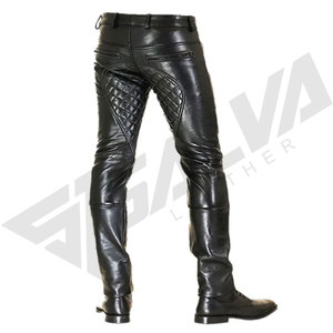 กางเกงหนังสำหรับขี่มอเตอร์ไซค์ SALVA LEATHER สีดำสำหรับผู้ชาย ทรงตรง เอวกลาง ปิดด้วยเชือกผูก กันน้ำ เหมาะสำหรับฤดูหนาว - Product Image 6
