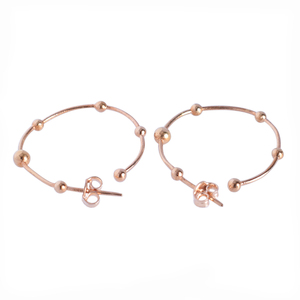 Pendientes de Aro Lisos de Plata de Ley 925 con Baño de Oro Rosa y Piedras en Forma de Bola, Pendientes de Perlas Minimalistas de Diseño para Uso Diario - Product Image 1
