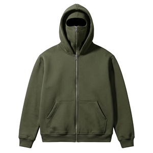 Sweat à capuche cagoule zippé intégral en polaire épaisse personnalisé, style streetwear uni, pour homme, tenue thermique d'hiver - Product Image 4