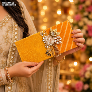 Handcrafted Kundan Lehriya <b>Envelope</b> Designer Shagun <b>Gift</b> <b>Envelope</b> for Wedding Return <b>Gifts</b> and Festive Occasions - Product Image 5