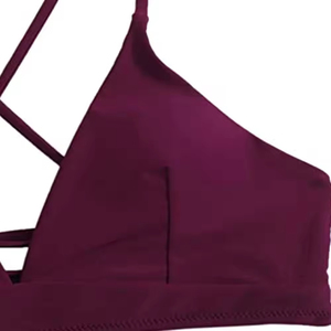Conjunto de bikini con estampado tropical para mujer, traje de baño de dos piezas, traje de baño para playa, traje de baño para mujer, traje de baño bikini, color burdeos - Product Image 5