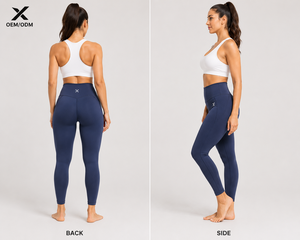 X Sports City Women's High Waist Full Length Yoga <b>Leggings</b> Tights Solid Color Seamless Spandex <b>Nylon</b> Four-Way Stretch Pants OEM - Product Image 2