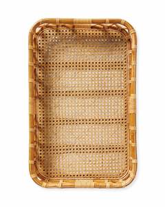 Elegante Bandeja Rectangular de Ratán con Tejido de Mimbre y Detalles Naturales, Cesta Resistente para Servir en Hostelería y Comedor - Product Image 1