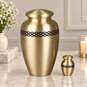 Ensemble d'urnes modernes en laiton avec finition dorée brossée – Design simple pour le rangement des cendres, la commémoration et l'affichage des souvenirs - Product Image 3