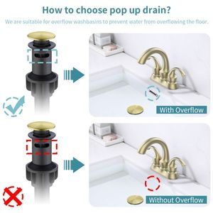 Rubinetto da Bagno a 2 Maniglie Stile Cigno da 4 Pollici, Finitura Oro Spazzolato, con Scarico a Scomparsa, Aeratore e Tubi di Alimentazione - Product Image 3