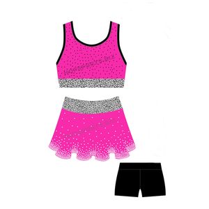 Ensemble de shorts et soutien-gorge d'entraînement de cheerleading avec strass imprimés pour adolescentes - Kits d'uniformes de cheerleading 100 % polyester - Product Image 2