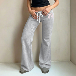 <b>Summer</b> Women Y2K Flare Sweatpants Streetwear Vintage Letter Print Drawstring Casual Wide Leg Jogger <b>Pants</b> - Product Image 1