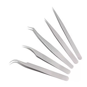 Ensemble de pinces à épiler professionnelles de haute qualité en acier inoxydable avec pointe en fibre, faites à la main, pour cils et sourcils, couleur et taille personnalisées, marque privée - Product Image 5