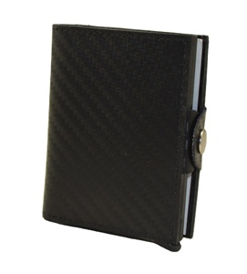 Minimalist Carbon Fiber <b>Card</b> <b>Holder</b> <b>Wallet</b> With Button Closure Black RFID Blocking Credit <b>Card</b> Case - Product Image 3