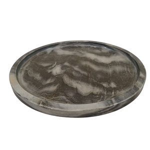Plateau de rangement rond minimaliste en marbre, décoration d'intérieur, design durable pour salon, toutes saisons - Product Image 1