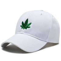 Gorra de Béisbol Blanca y Negra con Bordado de Hoja Verde, Ajustable, Unisex, de 6 Paneles, Informal, para Adultos, 100% Poliéster Twill