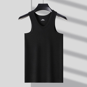 Débardeur côtelé 100 % coton pour homme, col en U, sans manches, sous-vêtement, gilet de sport basique uni, grandes tailles L-4XL - Product Image 4