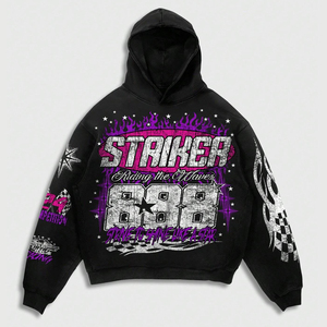 Men Custom Y2K Street Style <b>Tracksuit</b> Screen Printed Hoodie Flare Pants Set Oversized Hip Hop Winter Streetwear Clothing - Product Image 3