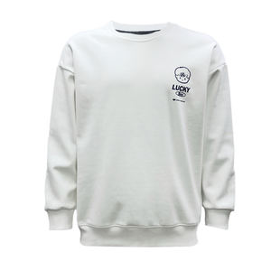 Felpa <span class=keywords><strong>bianca</strong></span> con scollo rotondo e scollo spesso per il calore e il comfort dell'autunno maglione Pullover da uomo e donna con logo <span class=keywords><strong>semplice</strong></span> - Product Image 1