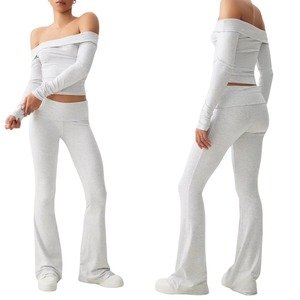 Private Label Seamless <b>Flare</b> Pants Women Moisture Wicking Yoga Trousers Wide Leg Gym <b>Leggings</b> Wholesale - Product Image 6