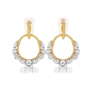 18K Gold Plated Rose Gold Hoop Earrings with Zircon Diamond Moissanite-Fashion Jewelry Gift - Product Image 1