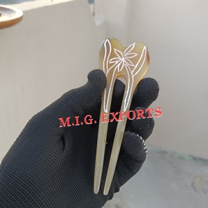 Buffalo Natural Horn <b>Hair</b> <b>Pin</b> Fork Light Brown Color Eco-Friendly Handmade Folk Art Modern DIY Sustainable Durable Home Decor - Product Image 4