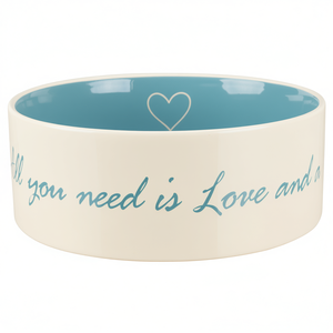 Comedero de Cerámica para Mascotas de 1.4l y 20cm, Diseño de Corazón en Color Crema Azul Claro - Product Image 3