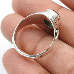 Anillo de Plata de Ley 925 de Estilo Bohemio, Vintage y Antiguo, con Corte Ovalado de Ónix Verde, Joyería Boho a Precio de Mayoreo - Product Image 4
