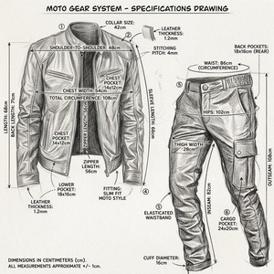 Men's PU <b>Leather</b> Jacket with Zipper Closure and <b>Cargo</b> <b>Pants</b> Set Windproof Eco-Friendly Stand Collar Front Logo Winter Wear - Product Image 6