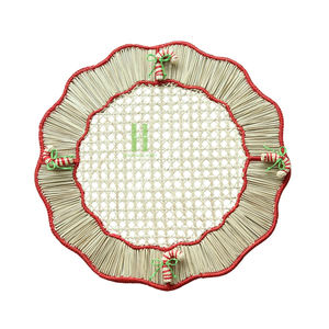 BEST SELLER Assiettes de présentation en jonc de mer naturel style bohème, tressées à la main, pour décoration de table de mariage, sets de table festonnés en osier 35cm - Product Image 3