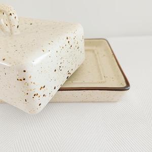 Mantequillera Rústica con Tapa de Asa, Base Profunda, Acabado Esmaltado Duradero, Elegante Contenedor de Mantequilla para Cocina - Product Image 3