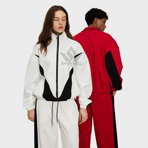 Conjunto Deportivo Unisex con Bloques de Color, Chaqueta con Cierre Completo y Pantalones Jogger, 380G Poliéster, Corte Holgado, Ropa Deportiva Informal para Otoño - Product Image 5