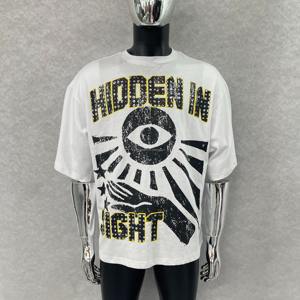 Camiseta de Algodón 100% con Diseño Gráfico Personalizado, Serigrafía, Pedrería, Corte Recto, Estilo Oversize, para Hombre - Product Image 1