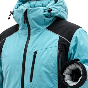 <b>Men's</b> Waterproof Fleece <b>Ski</b> <b>Jacket</b> <b>Blue</b> Black Color Blocking Zipper Closure Sporty Style Autumn Outdoor Wear Polyester Shell - Product Image 6