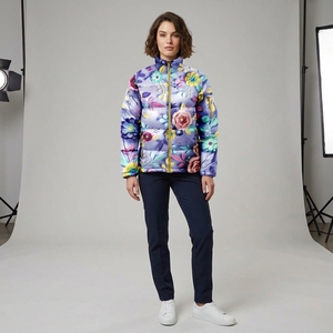Chaqueta Acolchada Estampada de Invierno Personalizada para Mujer, Ropa Casual Premium, Cortavientos, con Cierre de Cremallera y Bolsillos Laterales - Product Image 6
