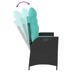 Banc de jardin inclinable 2 places en rotin PE noir – Catégorie de produits : Bancs de patio - Product Image 6